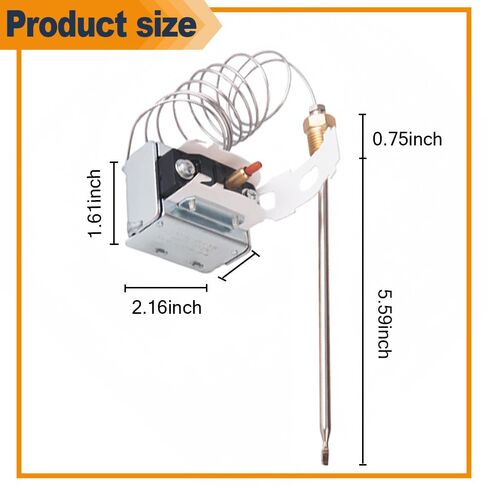 High Limit Thermostat for Pitco Fryer, PP10084 450°F Safety Thermostat Replacement, 1/4" MPT Thread, Manual Reset, Replaces 5225-11B LCHMO5030, Compatible with VF35 SG14 35C 45C+ in Kuwait
