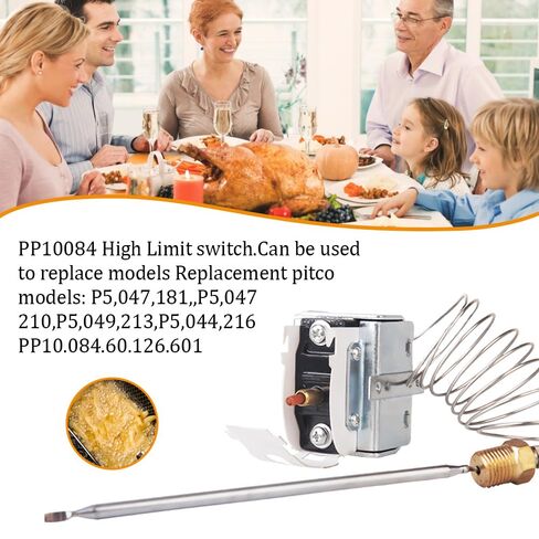 High Limit Thermostat for Pitco Fryer, PP10084 450°F Safety Thermostat Replacement, 1/4" MPT Thread, Manual Reset, Replaces 5225-11B LCHMO5030, Compatible with VF35 SG14 35C 45C+ in Kuwait