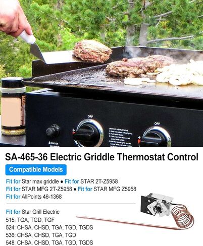 ترقية SA-465-36 SA-100-450 التحكم في ترموستات الشواية الكهربائية مناسب لـ Star Max Griddle 2T-Z5958 MFG 2T-Z5958 MFG Z5958 ترموستات وجميع النقاط 46-1368، درجة الحرارة 100-450F in Kuwait