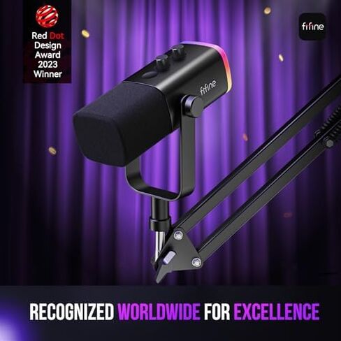 حزمة تدفق الألعاب FIFINE مع مجموعة ميكروفون XLR، خلاط الكمبيوتر، كابل XLR بطول 10 أقدام، ميكروفون ديناميكي مع مقبض كسب، زر كتم الصوت، مجموعة خلاط صوت RGB مع تحكم فردي، خافت مستوى الصوت للتسجيل الصوتي in Kuwait