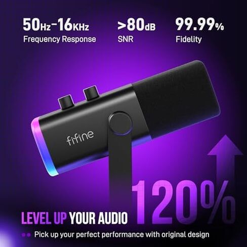 حزمة تدفق الألعاب FIFINE مع مجموعة ميكروفون XLR، خلاط الكمبيوتر، كابل XLR بطول 10 أقدام، ميكروفون ديناميكي مع مقبض كسب، زر كتم الصوت، مجموعة خلاط صوت RGB مع تحكم فردي، خافت مستوى الصوت للتسجيل الصوتي in Kuwait