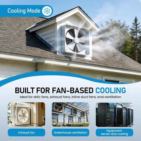 Digital Cooling Thermostat Outlet, 120V Plug-in Temperature Controller for Attic Fan and Exhaust Fan, Precise Temperature Control, 0–10H Timer, Forced Cooling in Kuwait