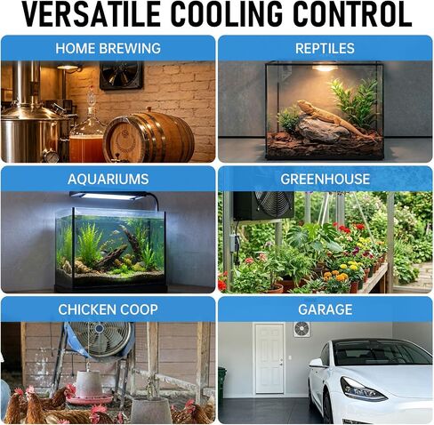 Digital Cooling Thermostat Outlet, 120V Plug-in Temperature Controller for Attic Fan and Exhaust Fan, Precise Temperature Control, 0–10H Timer, Forced Cooling in Kuwait