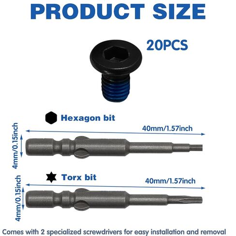 22PCS Wallet Replacement Screws Kit for Ridge Wallet & RFID Minimalist Wallets, 20Pcs Metal Screws with Pre-Applied Blue Threadlocker, Anti-Loosening Repair Parts Kit with Hex & T5 Torx Screwdrivers in Kuwait