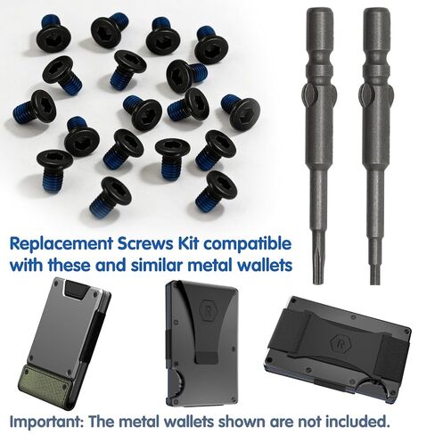 22PCS Wallet Replacement Screws Kit for Ridge Wallet & RFID Minimalist Wallets, 20Pcs Metal Screws with Pre-Applied Blue Threadlocker, Anti-Loosening Repair Parts Kit with Hex & T5 Torx Screwdrivers in Kuwait