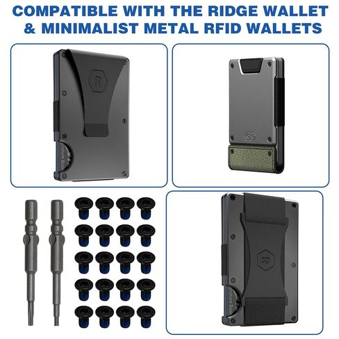 22PCS Wallet Replacement Screws Kit for Ridge Wallet & RFID Minimalist Wallets, 20Pcs Metal Screws with Pre-Applied Blue Threadlocker, Anti-Loosening Repair Parts Kit with Hex & T5 Torx Screwdrivers in Kuwait