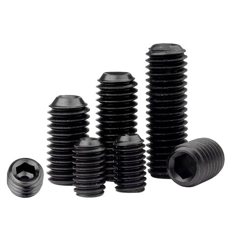 M6-1.0 x 20mm Black Hex Socket Set Grub Screws,Headless Cup Point,Flat Point Grub Bolt,Internal Hex Drive,Alloy Steel,12.9 Class Carbon Steel，External Thread 30 Pcs in Kuwait