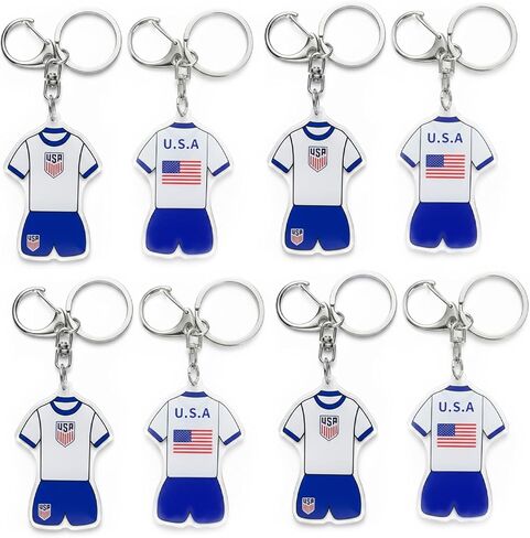 8 PCS World Cup Soccer Keychain Jersey Double-Side Football Fan Gift Charm Flag Print Souvenir Accessories Backpack Sport in Kuwait