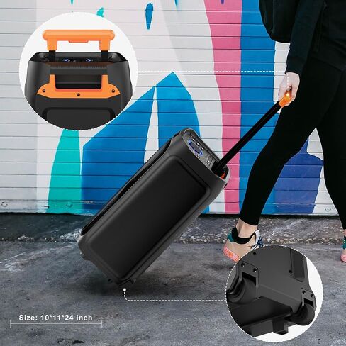 JYX 24" Big Karaoke Machine with 2 Wireless Microphones & Extra 2 Wireless Microphones, Portable Bluetooth Speaker for Adults with RGB Light PA System Treble & Bass, Support TWS/USB/AUX/TF Card/REC in Saudi Arabia