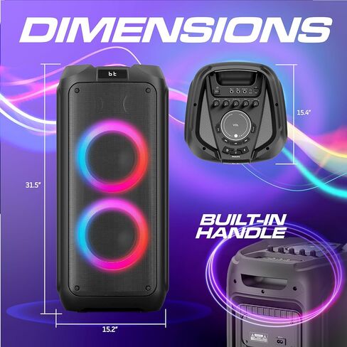 Philips Bluetooth Party Speaker, 120W Powerful Sound with Dynamic Bass Boost, 10 RGB Light Modes, Karaoke Mic & Guitar Inputs, FM Radio, USB/TF/AUX Playback, Portable Handle, Remote Control (Cordless) in Saudi Arabia