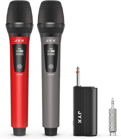 JYX 24" Big Karaoke Machine with 2 Wireless Microphones & Extra 2 Wireless Microphones, Portable Bluetooth Speaker for Adults with RGB Light PA System Treble & Bass, Support TWS/USB/AUX/TF Card/REC in Saudi Arabia