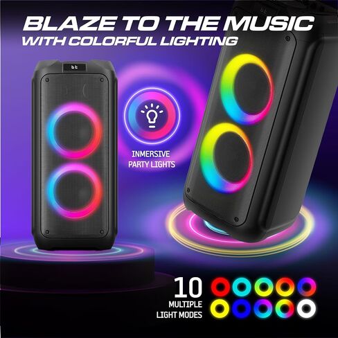 Philips Bluetooth Party Speaker, 120W Powerful Sound with Dynamic Bass Boost, 10 RGB Light Modes, Karaoke Mic & Guitar Inputs, FM Radio, USB/TF/AUX Playback, Portable Handle, Remote Control (Cordless) in Saudi Arabia