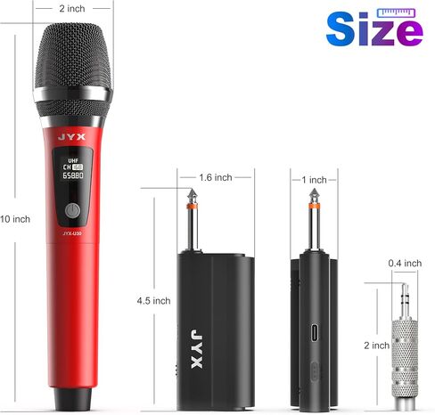 JYX 24" Big Karaoke Machine with 2 Wireless Microphones & Extra 2 Wireless Microphones, Portable Bluetooth Speaker for Adults with RGB Light PA System Treble & Bass, Support TWS/USB/AUX/TF Card/REC in Saudi Arabia