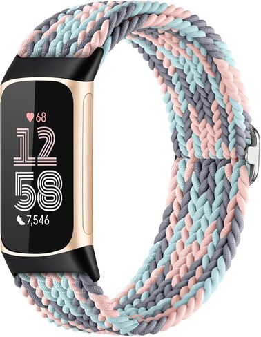 Maledan Elastic Bands Compatible with Fitbit Charge 6/Charge 5 Band Women Men, Stretchy Nylon Woven Bracelet Solo Loop Strap Replacement Wrist Bands for Fitbit Charge 5/6 Fitness Tracker Accessories in Saudi Arabia