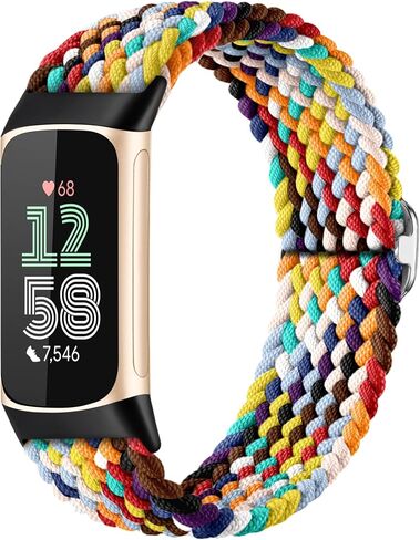Maledan Elastic Bands Compatible with Fitbit Charge 6/Charge 5 Band Women Men, Stretchy Nylon Woven Bracelet Solo Loop Strap Replacement Wrist Bands for Fitbit Charge 5/6 Fitness Tracker Accessories in Saudi Arabia