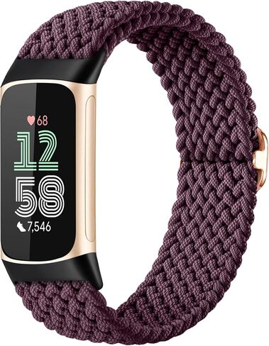 Maledan Elastic Bands Compatible with Fitbit Charge 6/Charge 5 Band Women Men, Stretchy Nylon Woven Bracelet Solo Loop Strap Replacement Wrist Bands for Fitbit Charge 5/6 Fitness Tracker Accessories in Saudi Arabia