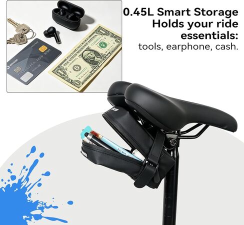 ZNH Bike Saddle Bag, Under Seat Bicycle Storage Bag, Bike Seat Bag for Road | Black ‌Waterproof Saddle Pack 0.45L Under Seat Storage Pouch Ultra-Light Bike Bags With Quick-Release Small Bike Accessories in Kuwait