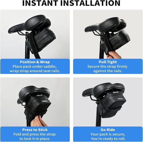 ZNH Bike Saddle Bag, Under Seat Bicycle Storage Bag, Bike Seat Bag for Road | Black ‌Waterproof Saddle Pack 0.45L Under Seat Storage Pouch Ultra-Light Bike Bags With Quick-Release Small Bike Accessories in Kuwait
