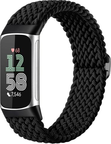 Maledan Elastic Bands Compatible with Fitbit Charge 6/Charge 5 Band Women Men, Stretchy Nylon Woven Bracelet Solo Loop Strap Replacement Wrist Bands for Fitbit Charge 5/6 Fitness Tracker Accessories in Saudi Arabia