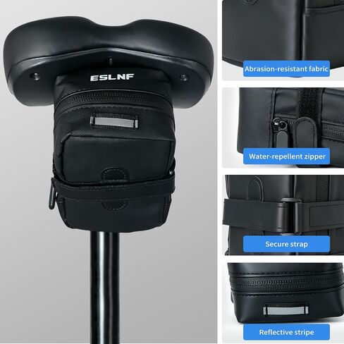 ZNH Bike Saddle Bag, Under Seat Bicycle Storage Bag, Bike Seat Bag for Road | Black ‌Waterproof Saddle Pack 0.45L Under Seat Storage Pouch Ultra-Light Bike Bags With Quick-Release Small Bike Accessories in Kuwait