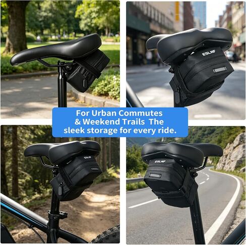 ZNH Bike Saddle Bag, Under Seat Bicycle Storage Bag, Bike Seat Bag for Road | Black ‌Waterproof Saddle Pack 0.45L Under Seat Storage Pouch Ultra-Light Bike Bags With Quick-Release Small Bike Accessories in Kuwait