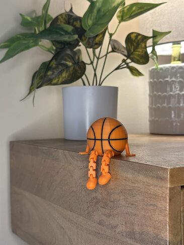 Basketball Buddy, Basketball Figurine with Articulated Legs, Orange Desk Decor, Novelty Sports Collectible, Shelf Sitter in Kuwait