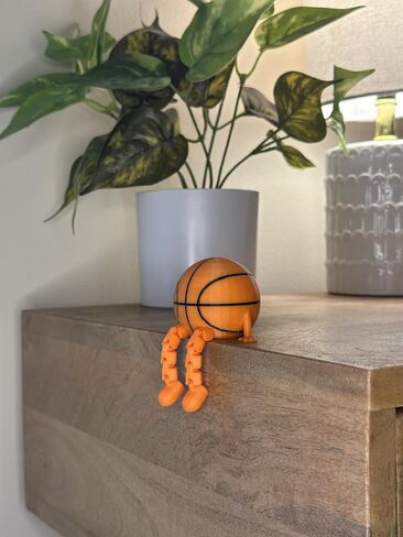 Basketball Buddy, Basketball Figurine with Articulated Legs, Orange Desk Decor, Novelty Sports Collectible, Shelf Sitter in Kuwait