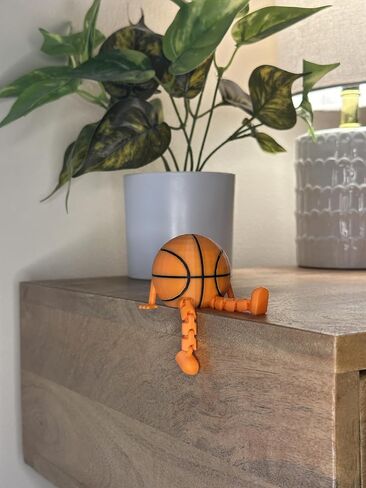Basketball Buddy, Basketball Figurine with Articulated Legs, Orange Desk Decor, Novelty Sports Collectible, Shelf Sitter in Kuwait