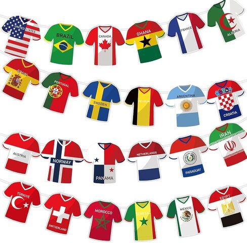 أعلام جيرسيه لكأس العالم لكرة القدم 2026، ديكورات كأس العالم، 49 قطعة من سلسلة الرايات لفريق كرة القدم الدولي، ديكورات حفلات كرة القدم للبار، المنزل، ديكور جدار المروحة الرياضية (ليس من بين أفضل 48 فريقًا) in Kuwait