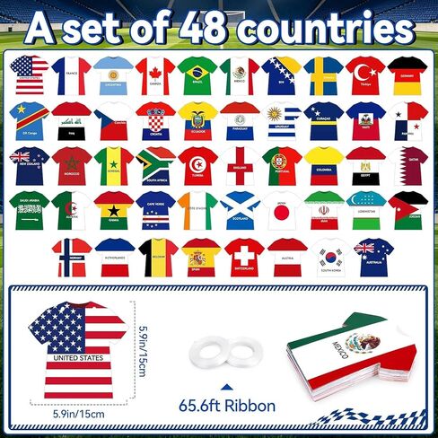 أعلام جيرسيه لكأس العالم لكرة القدم 2026، ديكورات كأس العالم، 49 قطعة من سلسلة الرايات لفريق كرة القدم الدولي، ديكورات حفلات كرة القدم للبار، المنزل، ديكور جدار المروحة الرياضية (ليس من بين أفضل 48 فريقًا) in Kuwait