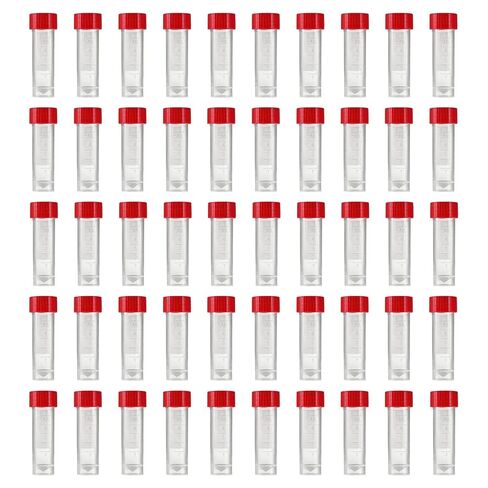 50 Pieces 5 ml Plastic Graduated Vial Sample Bottle Storage Container Tubes with Screw Caps, Red in Kuwait