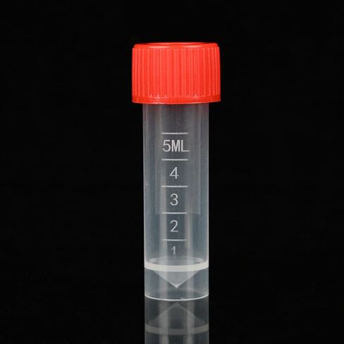 50 Pieces 5 ml Plastic Graduated Vial Sample Bottle Storage Container Tubes with Screw Caps, Red in Kuwait