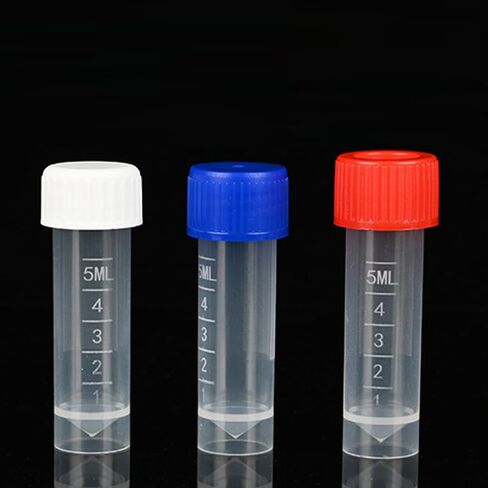 50 Pieces 5 ml Plastic Graduated Vial Sample Bottle Storage Container Tubes with Screw Caps, Red in Kuwait