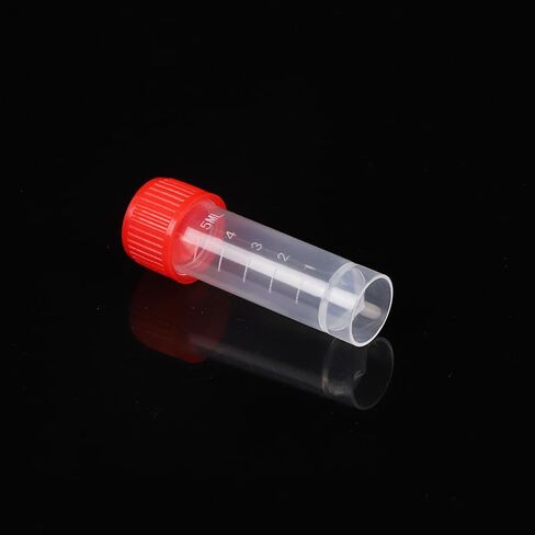 50 Pieces 5 ml Plastic Graduated Vial Sample Bottle Storage Container Tubes with Screw Caps, Red in Kuwait