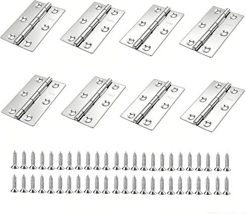 8 Pcs 2.64 Inch Door Butt Hinges, Stainless Steel Folding Hinges with Mounting Screws for Cabinet Doors, Windows, Tool Boxes, Wooden Project and DIY Craft in Kuwait