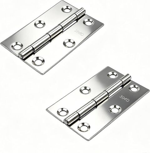 8 Pcs 2.64 Inch Door Butt Hinges, Stainless Steel Folding Hinges with Mounting Screws for Cabinet Doors, Windows, Tool Boxes, Wooden Project and DIY Craft in Kuwait