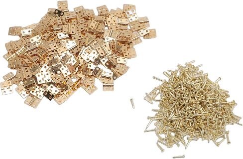 Small Brass Miniature Folding Hinges with Screws for Wooden Jewelry Box Dollhouse, 200 Pcs Mini Butt Hinges Set in Kuwait