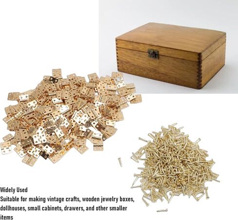 Small Brass Miniature Folding Hinges with Screws for Wooden Jewelry Box Dollhouse, 200 Pcs Mini Butt Hinges Set in Kuwait