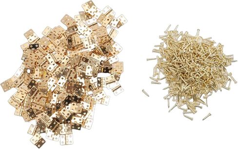 Small Brass Miniature Folding Hinges with Screws for Wooden Jewelry Box Dollhouse, 200 Pcs Mini Butt Hinges Set in Kuwait