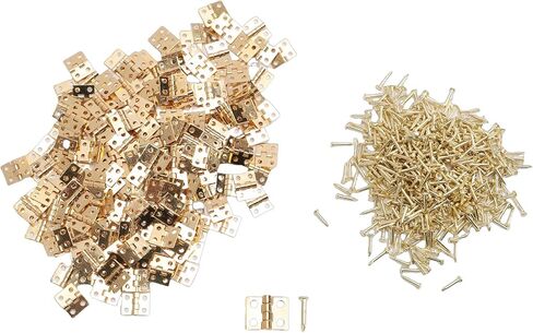 Small Brass Miniature Folding Hinges with Screws for Wooden Jewelry Box Dollhouse, 200 Pcs Mini Butt Hinges Set in Kuwait
