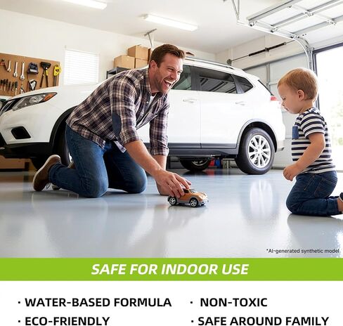Garage Floor Epoxy Kit, 2K Epoxy Floor Paint with Tools, Epoxy Coating for Concrete - High Gloss, Water-Based, Low Odor, Scratch Resistant, Gray(2KG) in Kuwait