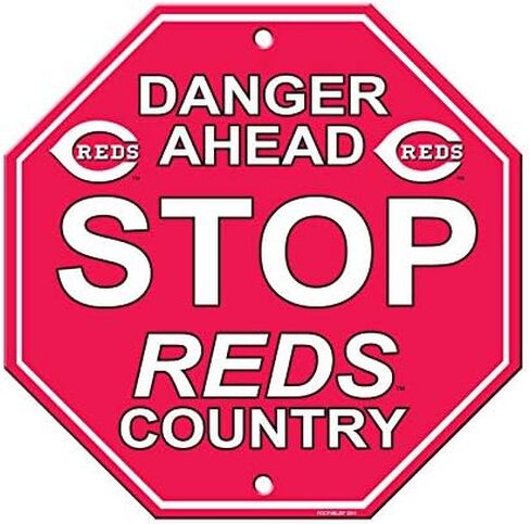 Fremont Die MLB Cincinnati Reds Sign12x12 نمط توقف بلاستيكي، ألوان الفريق، مقاس واحد in Kuwait