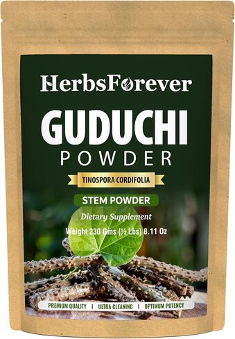 Guduchi Powder | Tinospora Cordifolia | Ayurvedic Herbal Supplement | Natural & Pure | Non-GMO, Vegan | 230 GMS | Traditional Herb for Everyday Wellness in Saudi Arabia