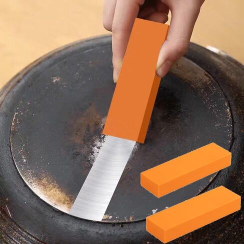 2pack Kitchen Limescale & Rust Remover Eraser - Magic Cleaning Sponge for Pots, Pans, Kettles, Sinks, Bathroom Fixtures, Multi - Surface Stain Remover Tool​ (Orange) in Kuwait