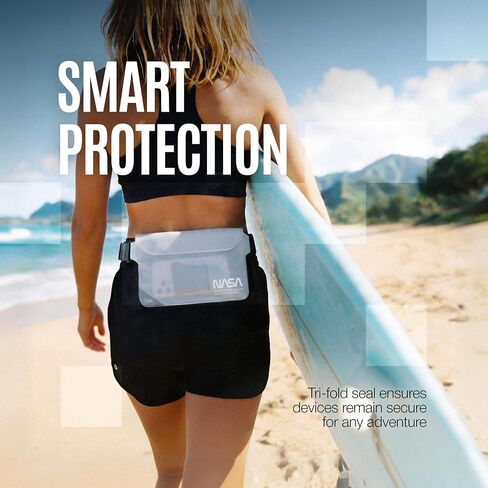 NASA Waterproof Fanny Pack with AirLock™ Seal, IP68 Certified (2 Pack) | Suitable for Men & Women | Genuine NASA Insignia | Submersible 72 Hours | Transparent | Protects Phone, Passport, Cash in Kuwait