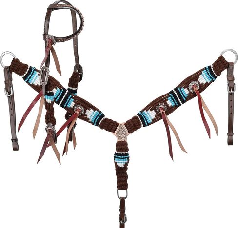 Showman Teal Hollow Mohair Single Ear Headstall & Breast Collar Set in Kuwait
