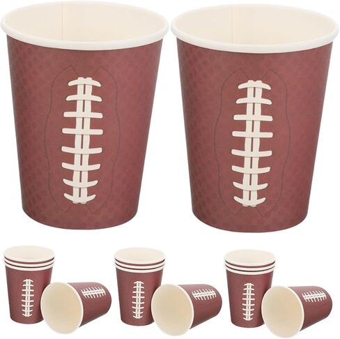 OSALADI 48pcs Rugby Themed Thicken Disposable Paper Cups Brown Tone Celebration Drinking Cups for Sports Events Tailgating Game Day Birthday Gatherings in Kuwait