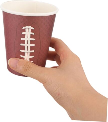 OSALADI 48pcs Rugby Themed Thicken Disposable Paper Cups Brown Tone Celebration Drinking Cups for Sports Events Tailgating Game Day Birthday Gatherings in Kuwait