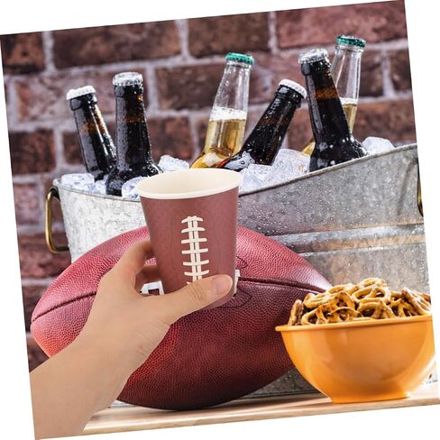 OSALADI 48pcs Rugby Themed Thicken Disposable Paper Cups Brown Tone Celebration Drinking Cups for Sports Events Tailgating Game Day Birthday Gatherings in Kuwait