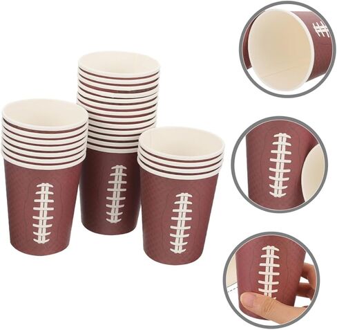 OSALADI 48pcs Rugby Themed Thicken Disposable Paper Cups Brown Tone Celebration Drinking Cups for Sports Events Tailgating Game Day Birthday Gatherings in Kuwait